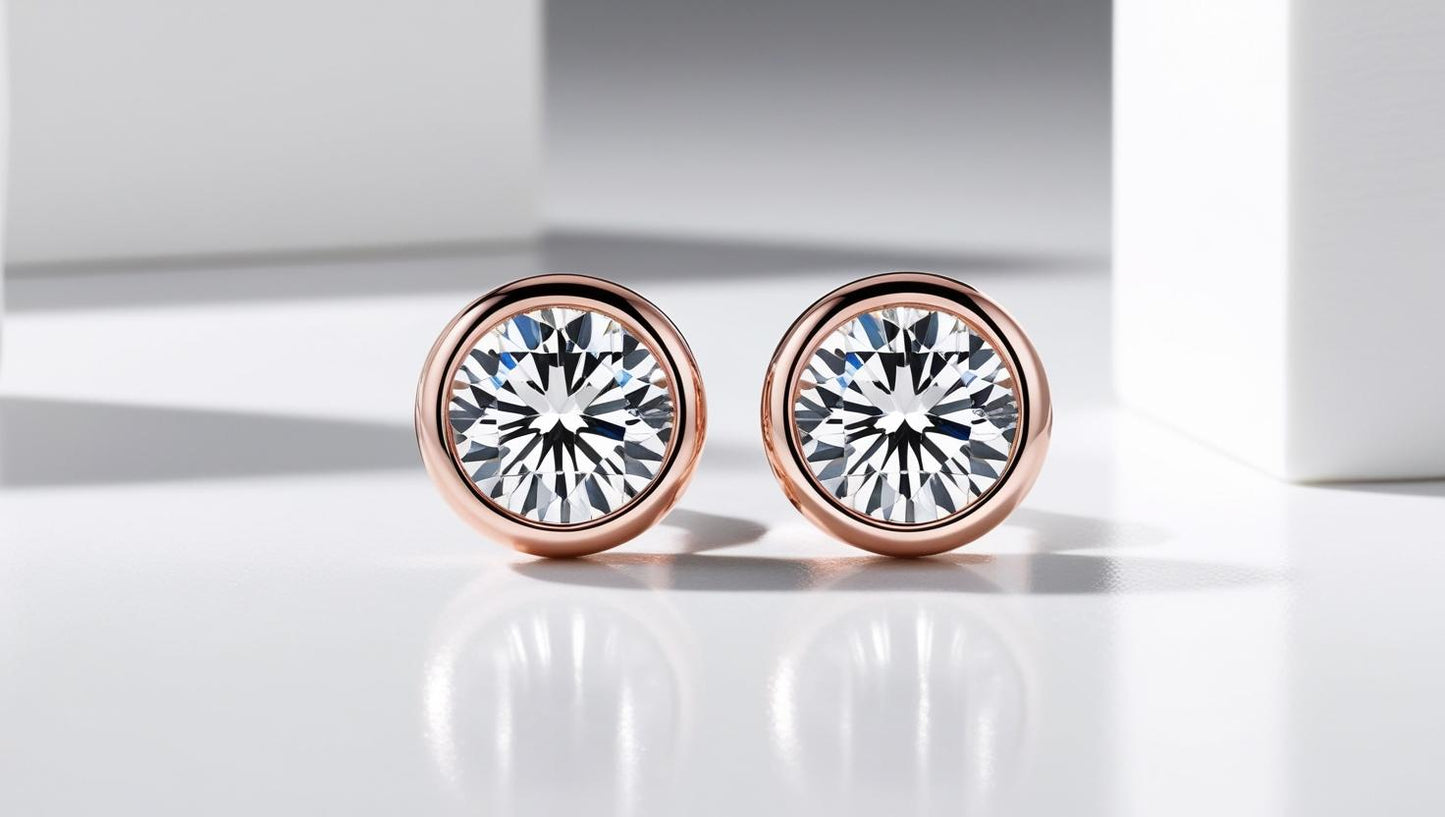 Bezel Set Round Lab Diamond Studs
