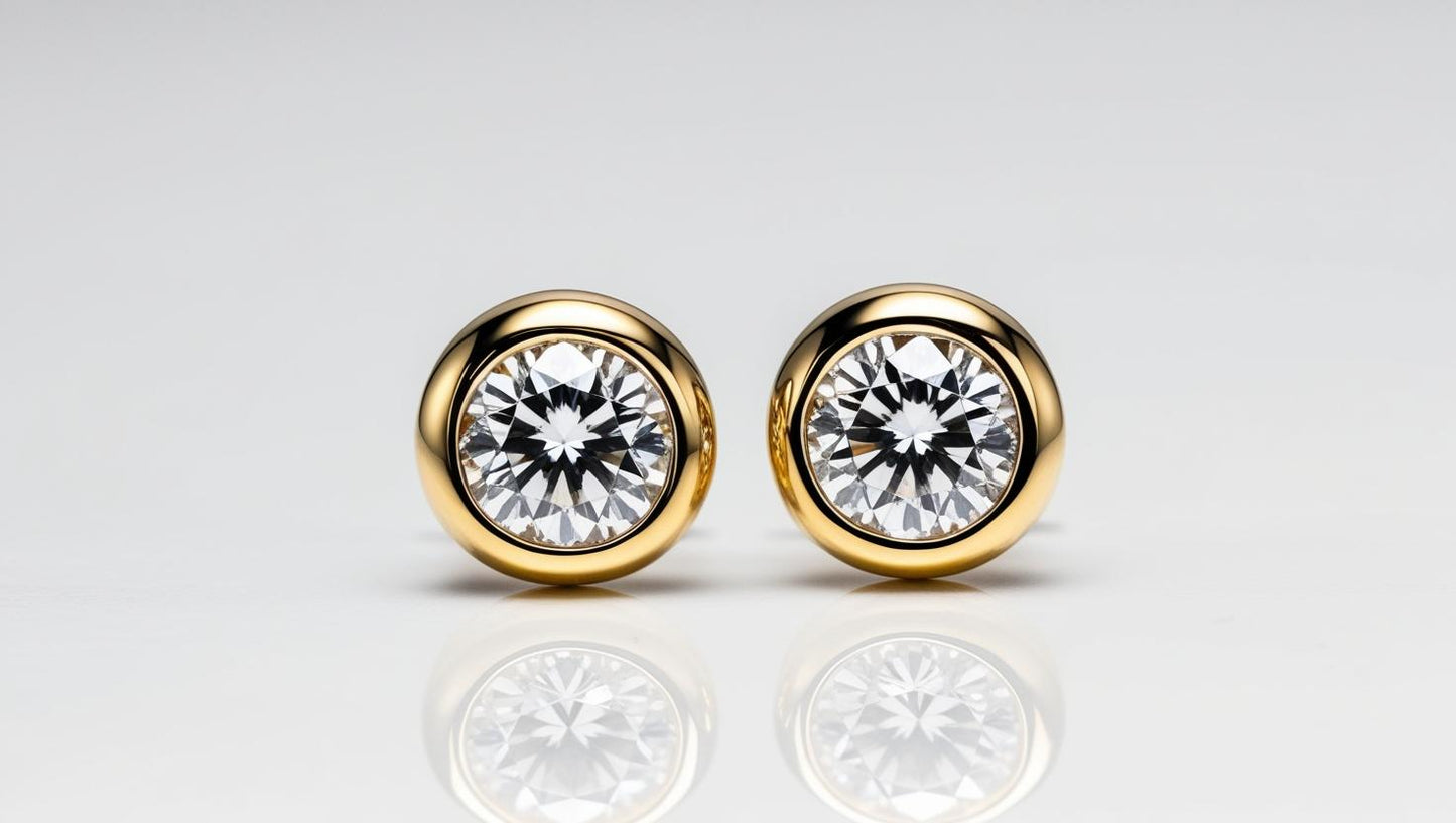 Bezel Set Round Lab Diamond Studs