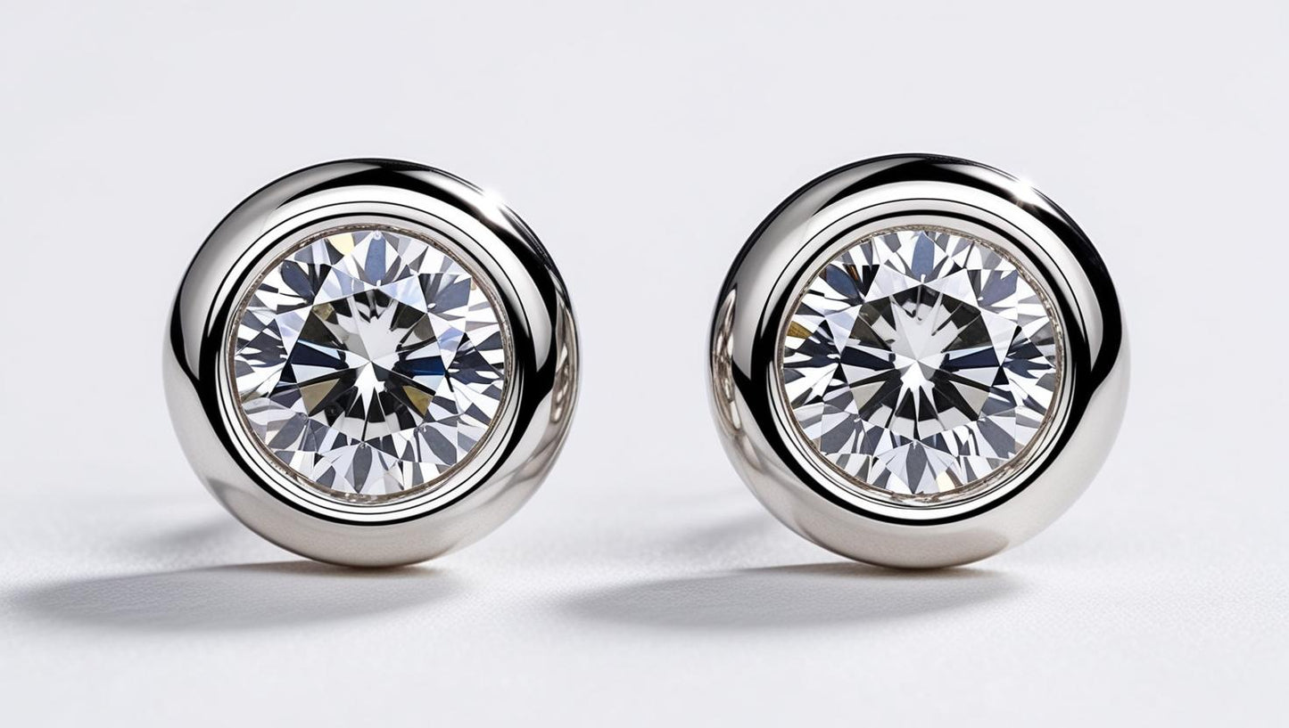 Bezel Set Round Lab Diamond Studs