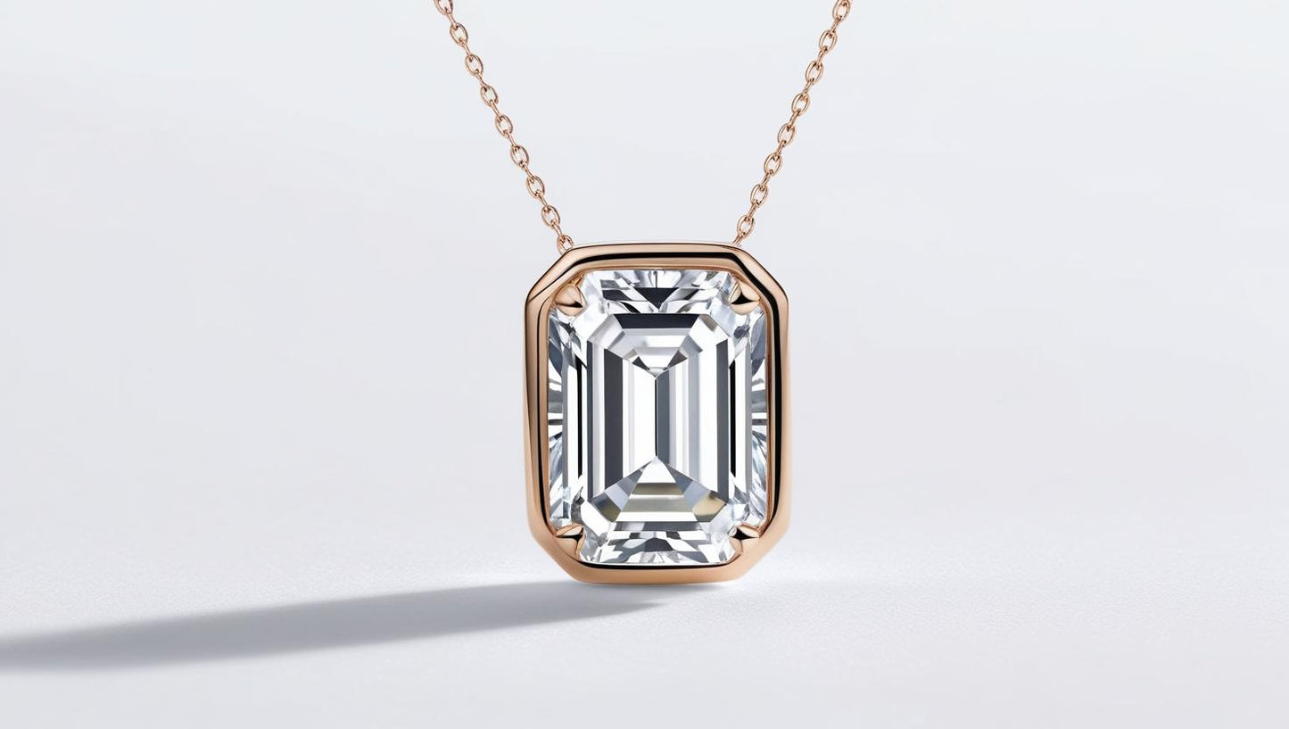 Bezel Set Lab Diamond Solitaire 14k Gold Necklace