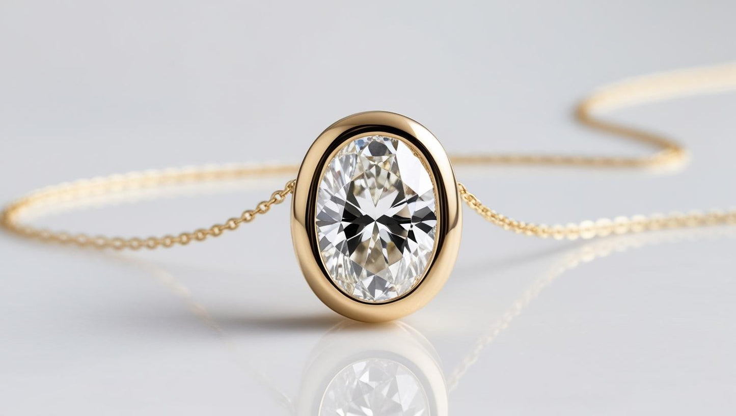 Bezel Set Lab Diamond Solitaire 14k Gold Necklace