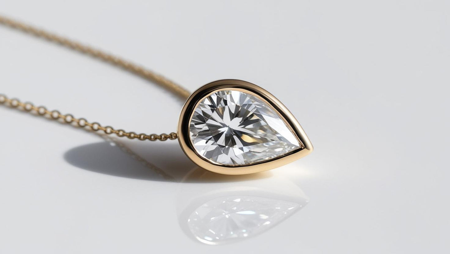 Bezel Set Lab Diamond Solitaire 14k Gold Necklace