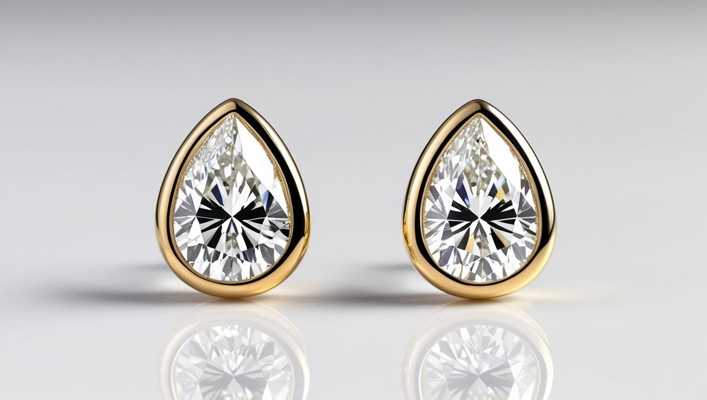 Bezel Set Pear Shaped Lab Diamond Studs