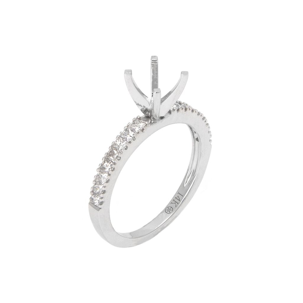 White Gold Princess Prong Diamond Mounting (Diamond Princess Cut Mounting (14k)