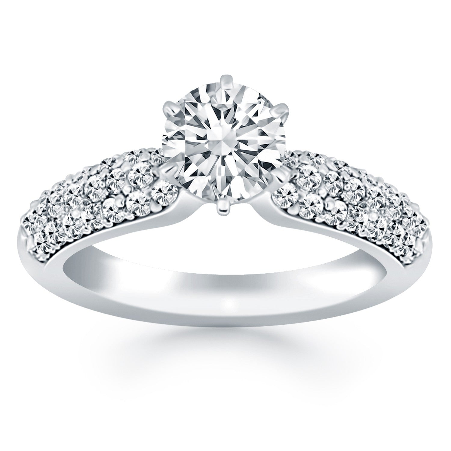 Three Row Pave Diamond Ring in 14k White Gold – Bailey's Fine Jewelry