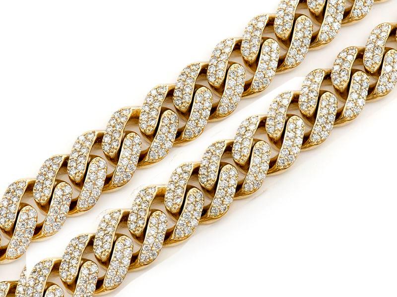 10.23ct 9MM 10KT Yellow Gold Diamond Micro Pave Miami Round Cuban Link Chain 24"