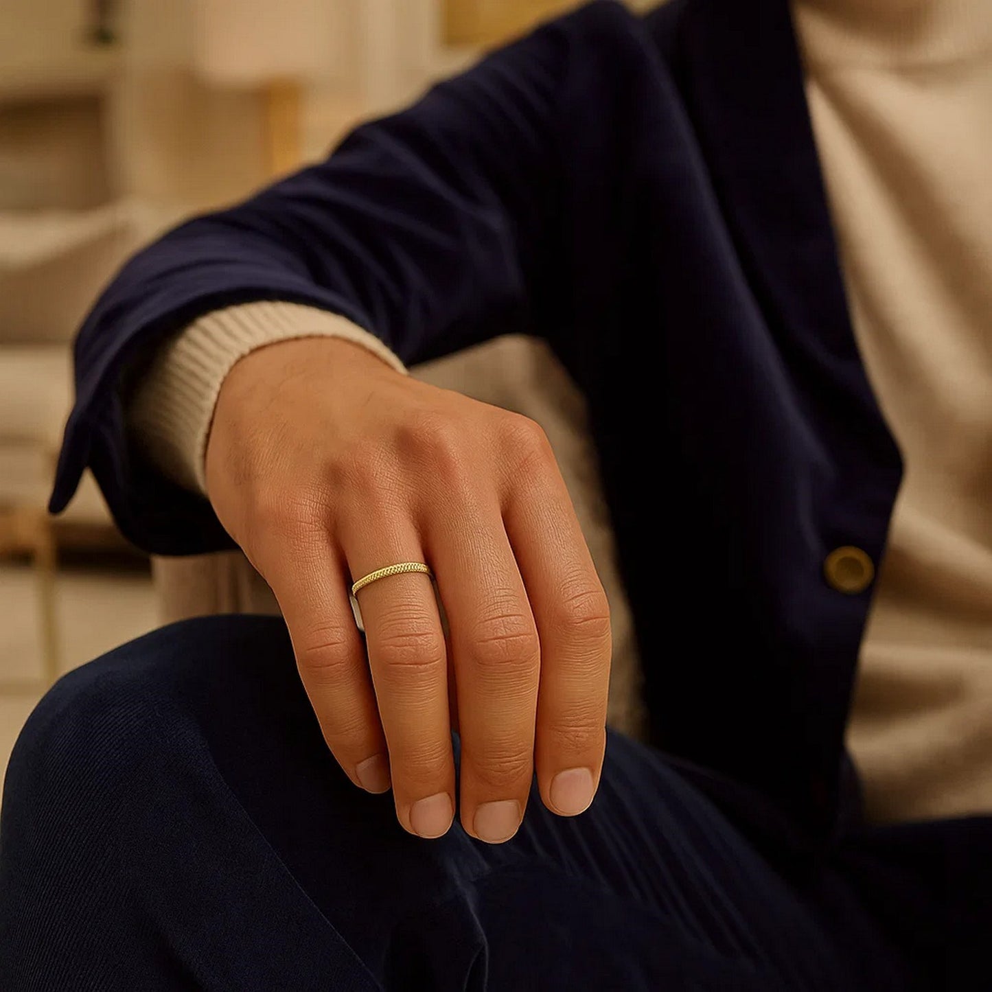 14k Yellow Gold Textured Comfort Fit Wedding Band(2.50 mm)