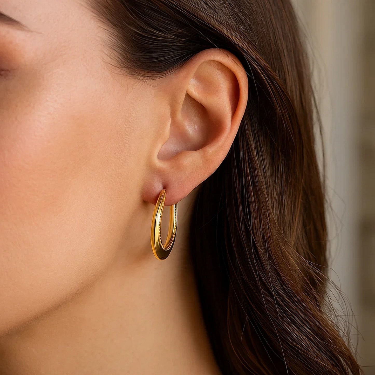 14k Yellow Gold Round Rope Texture Hoop Earrings