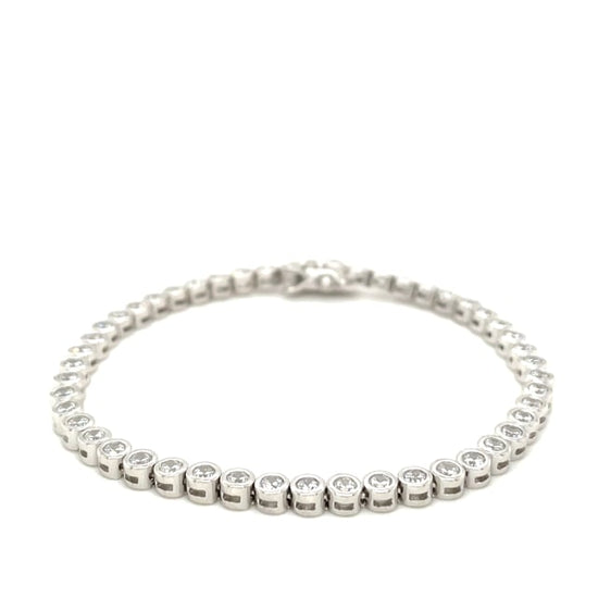 Tennis Bracelet with Round Cubic Zirconia in Sterling Silver