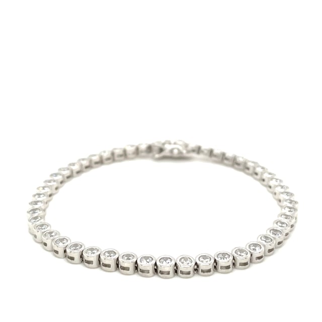 Tennis Bracelet with Round Cubic Zirconia in Sterling Silver