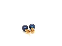 14k Yellow Gold Cultured Black Pearl Stud Earrings (7mm)