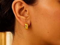 14k Yellow Gold Textured and Polished Hoop Earrings