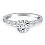 14k White Gold Engagement Ring with Diamond Channel Set Band