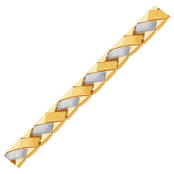 14k Two-Tone Gold Fancy Weave Bracelet with Contrasting Finish