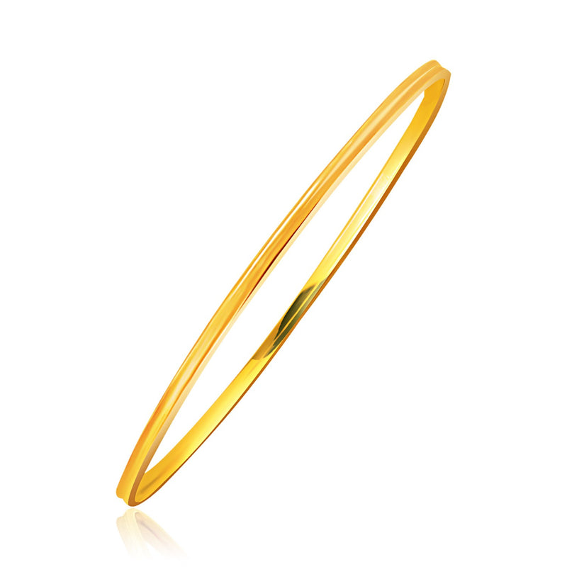 14k Yellow Gold Concave Motif Thin  Stackable Bangle