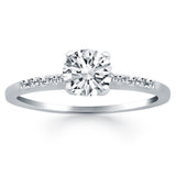 14k White Gold Engagement Ring with Diamond Band Design