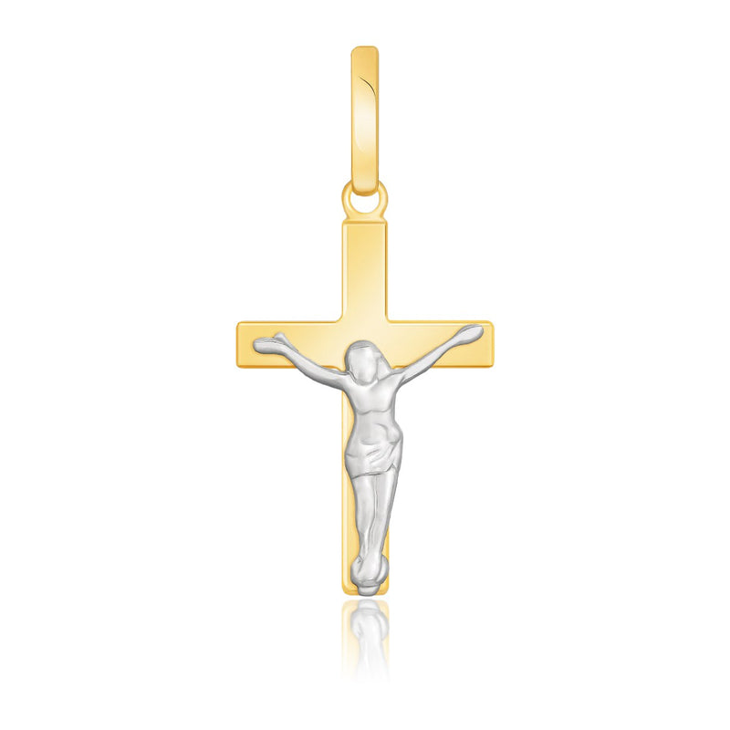 14k Two Tone Gold Crucifix Motif Pendant