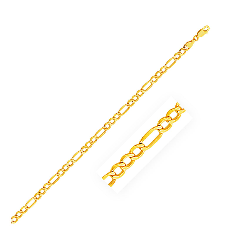 4.6mm 10k Yellow Gold Lite Figaro Chain
