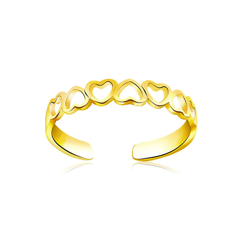 14k Yellow Gold Heart Toe Ring