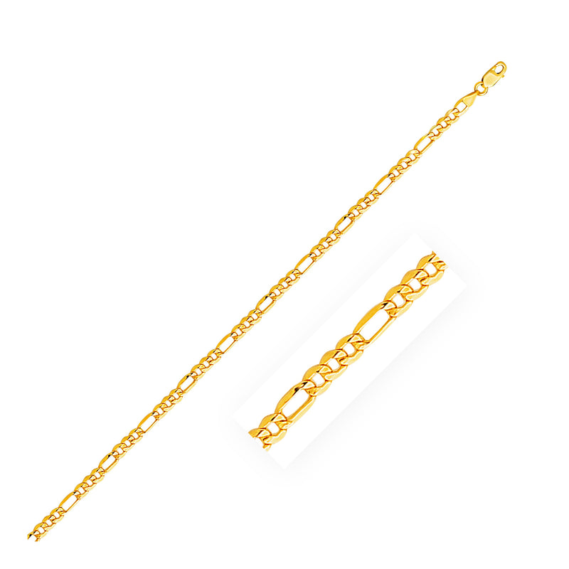 2.8mm 10k Yellow Gold Lite Figaro Chain