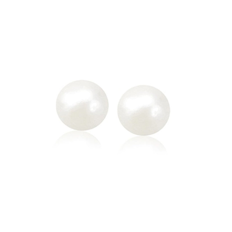 14k Yellow Gold Freshwater Cultured White Pearl Stud Earrings (8.0 mm)