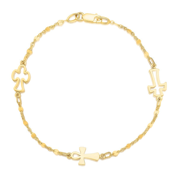 14k Yellow Gold Symbolic Cross Bracelet