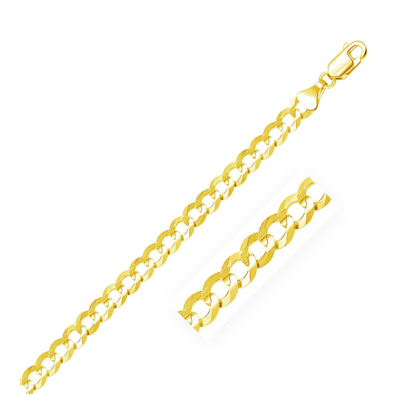 7.0mm 14k Yellow Gold Solid Curb Bracelet