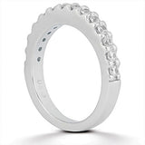 14k White Gold Shared Prong Diamond Wedding Ring Band