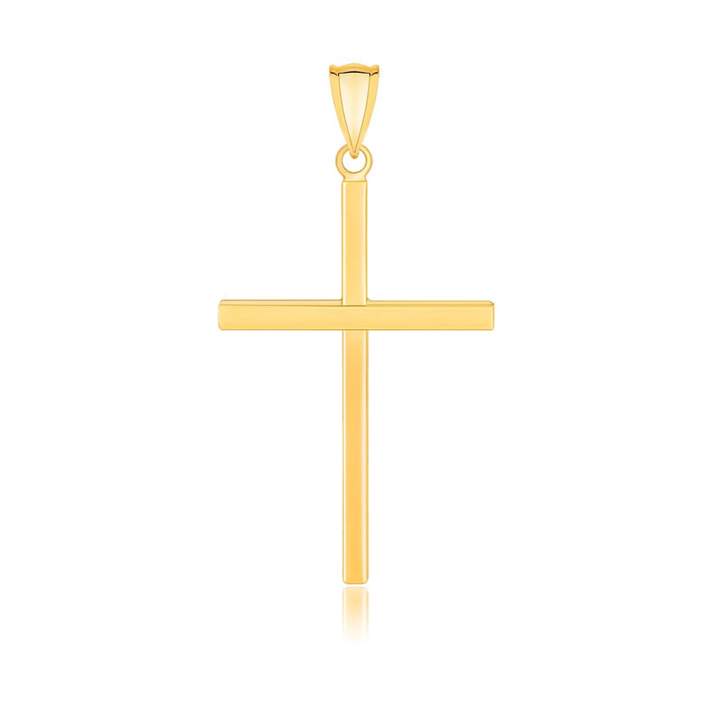 14k Yellow Gold Polished Flat Cross Pendant