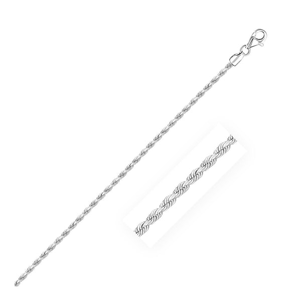2.25mm 14k White Gold Solid Diamond Cut Rope Bracelet