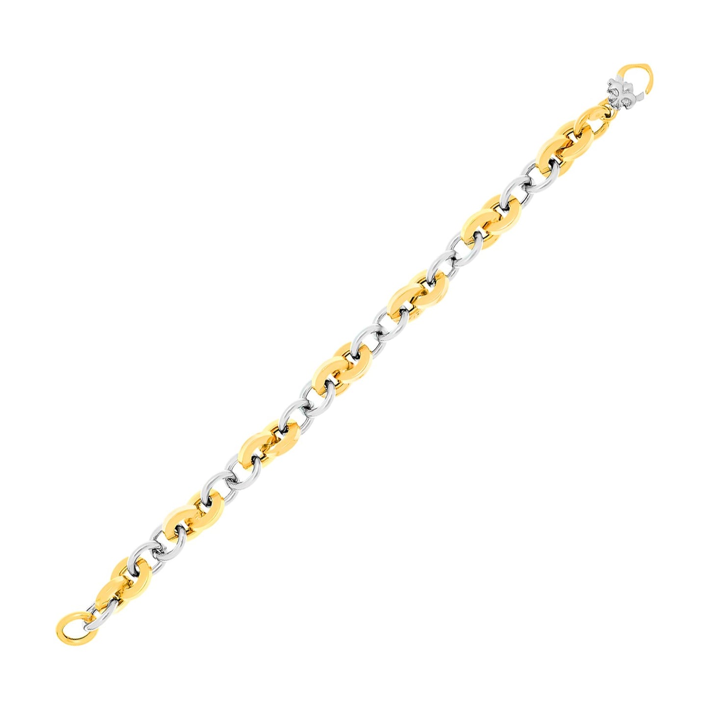14k Two-Tone Gold Flat and Rounded Link Bracelet