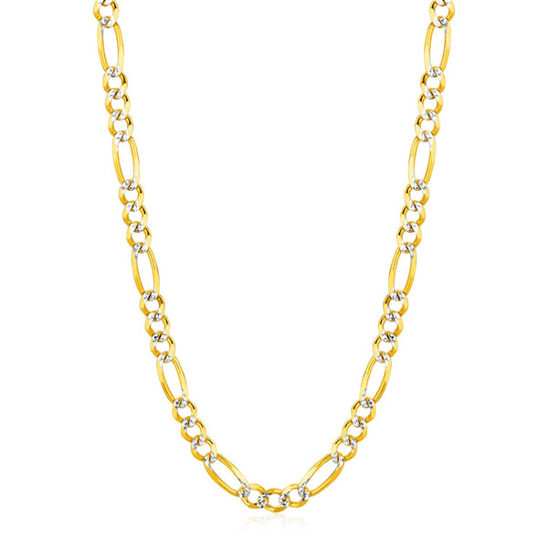 6.0mm 14K Yellow Gold Solid Pave Figaro Chain