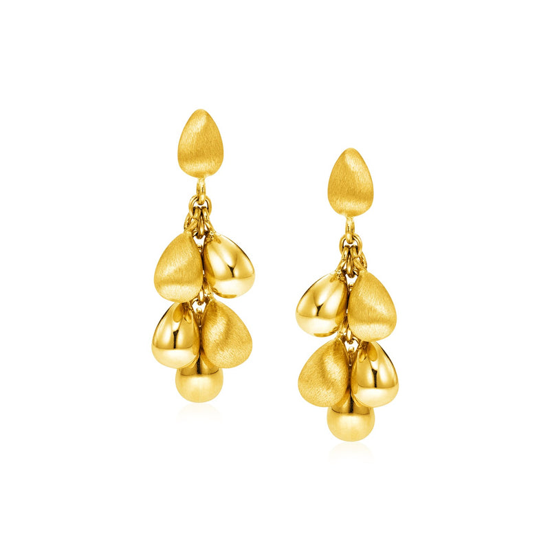 14k Yellow Gold Satin Finish Earrings with Teardrops