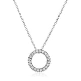 14k White Gold Necklace with Gold and Diamond Open Ring Pendant (1/10 cttw)