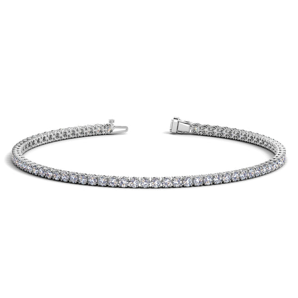 14k White Gold Round Diamond Tennis Bracelet (2 cttw)