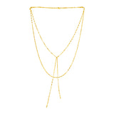 14k Yellow Gold Two Strand Mixed Standard and Lariat Style Necklace