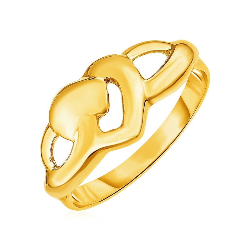 14k Yellow Gold Ring with Polished Open Heart