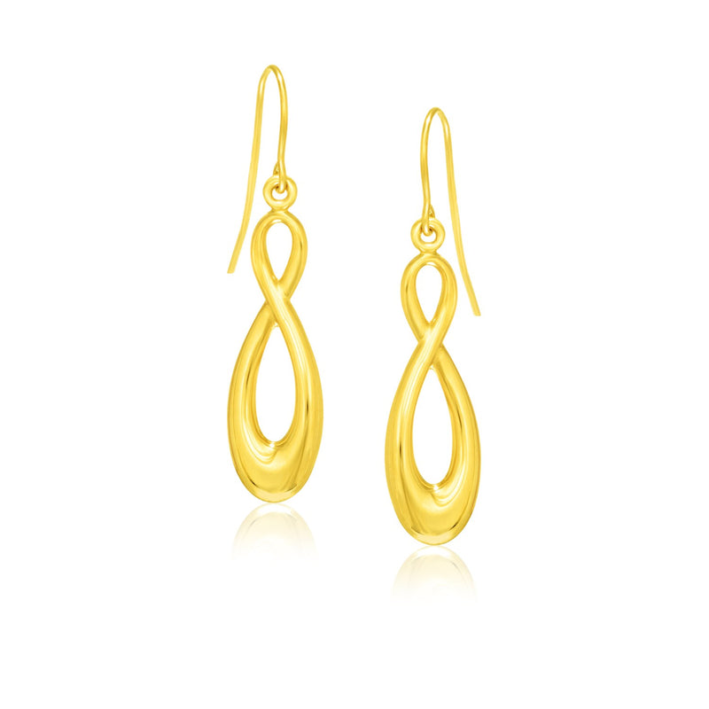 14k Yellow Gold Polished Earrings in Infinity Design