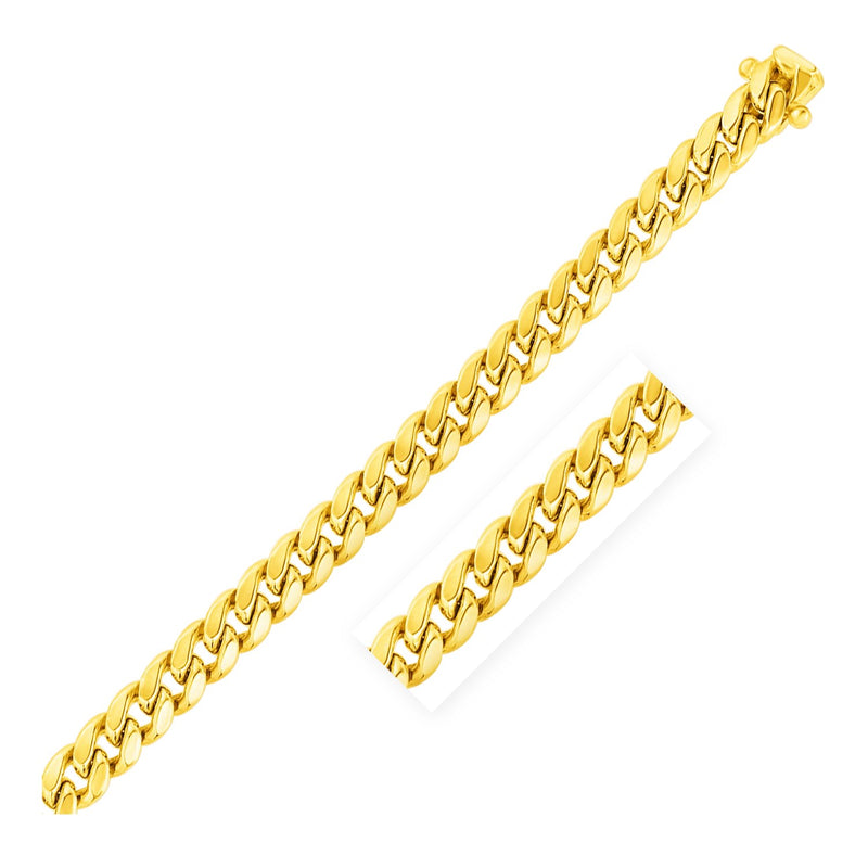 9.0mm 14k Yellow Gold Semi Solid Miami Cuban Bracelet