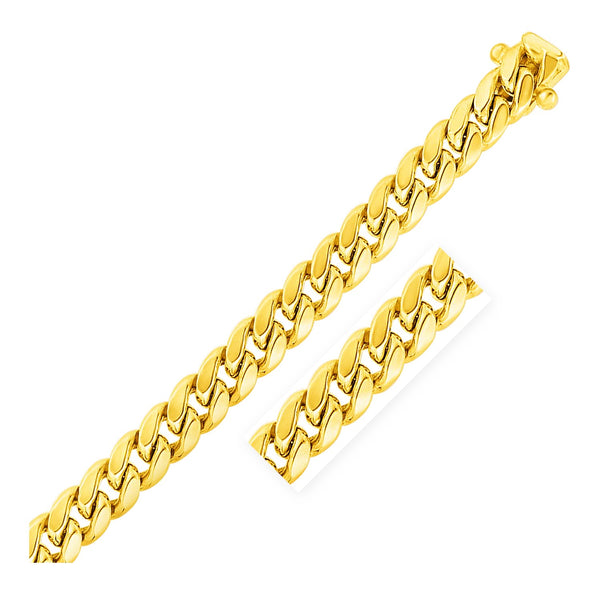 11mm 14k Yellow Gold Semi Solid Miami Cuban Chain
