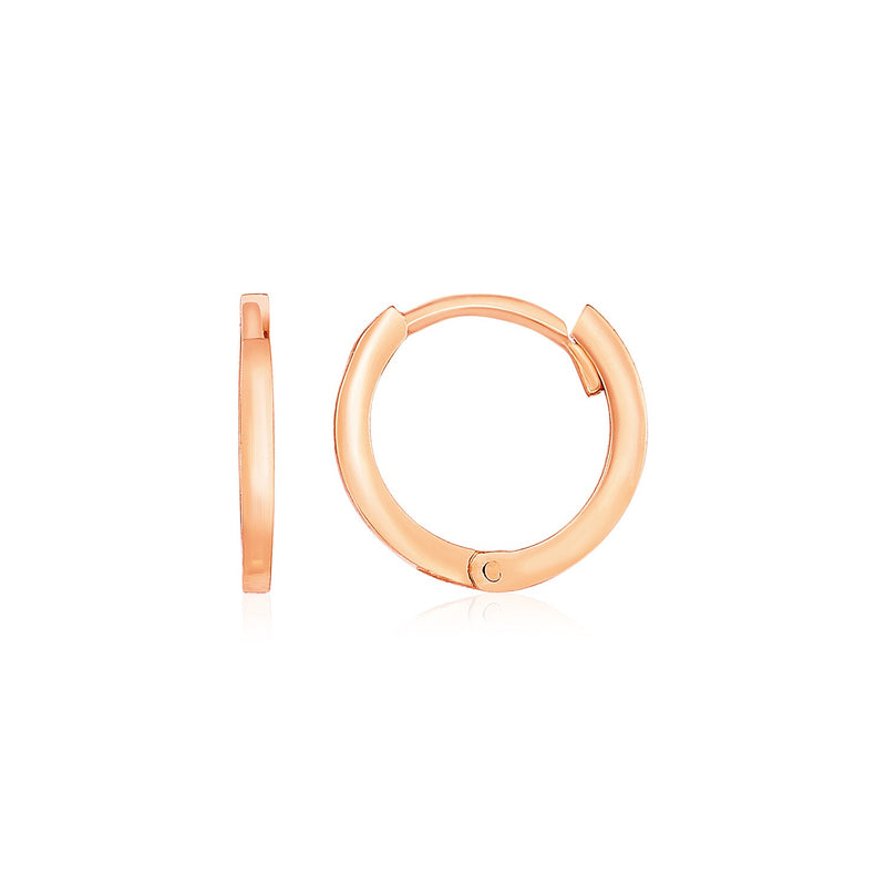 14k Rose Gold Petite Polished Round Hoop Earrings