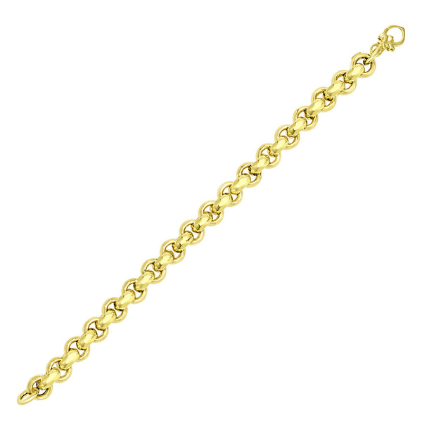 14k Yellow Gold Rolo Design Shiny Bracelet