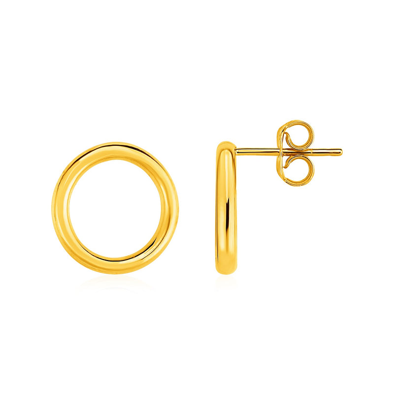 Open Circle Post Earrings in 14k Yellow Gold