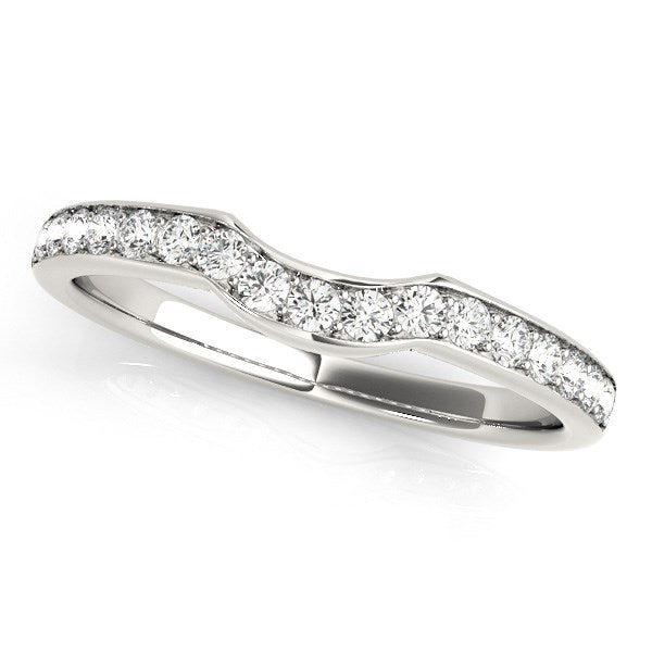 14k White Gold Curved Style Diamond Wedding Ring (1/4 cttw)