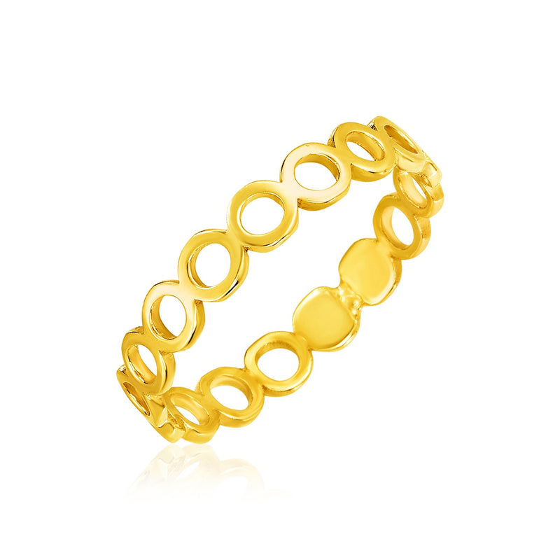 14k Yellow Gold Ring with Polished Open Circle Motifs