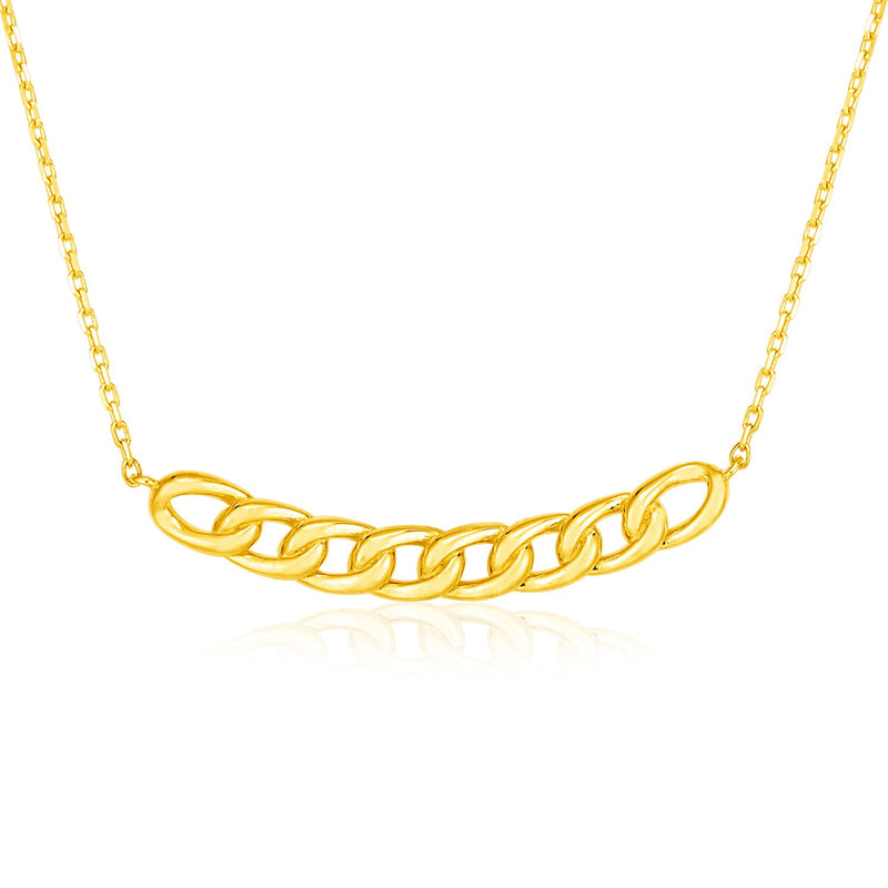 14k Yellow Gold 18 inch Necklace with Curve of Polished Chain