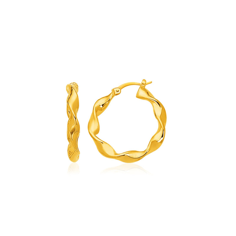 14k Gold Large Twisted Hoop Earrings
