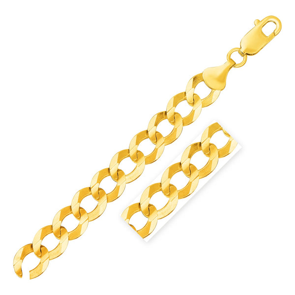14k Yellow Gold Solid Curb Bracelet 12.18mm