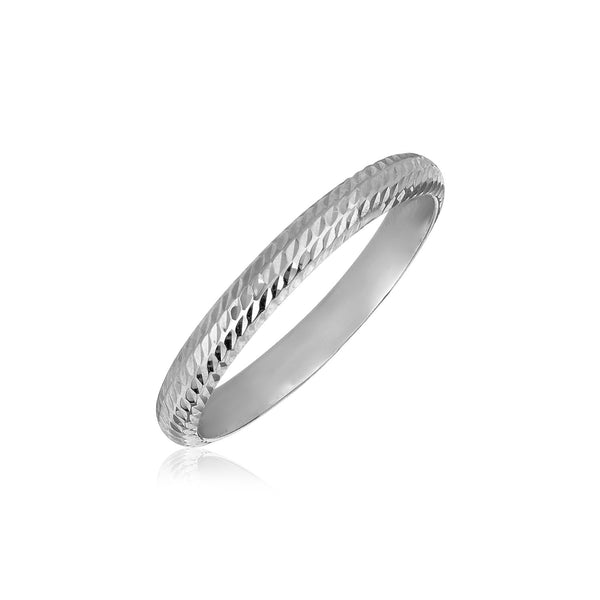14k White Gold Textured Comfort Fit Wedding Band