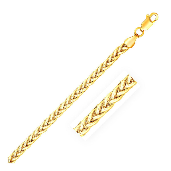 3.3mm 14k Yellow Gold Light Weight Wheat Bracelet